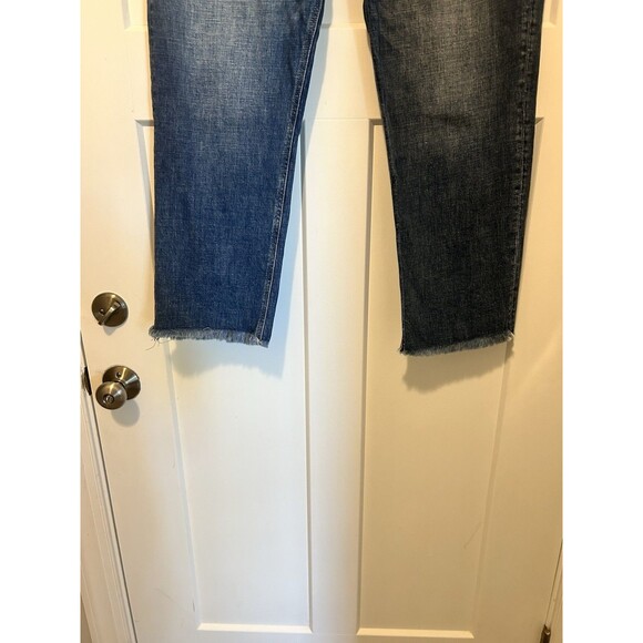 KanCan Mid Rise Straight Leg Jeans Size 13/30 Dark Wash Stretch Denim Frayed Hem - Picture 4 of 7